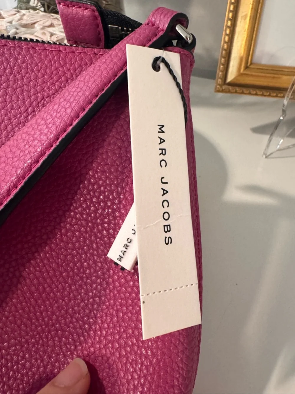 Marc Jacobs Fuchsia Pebbled Leather Crossbody with Striped Strap - Picture 10 of 11